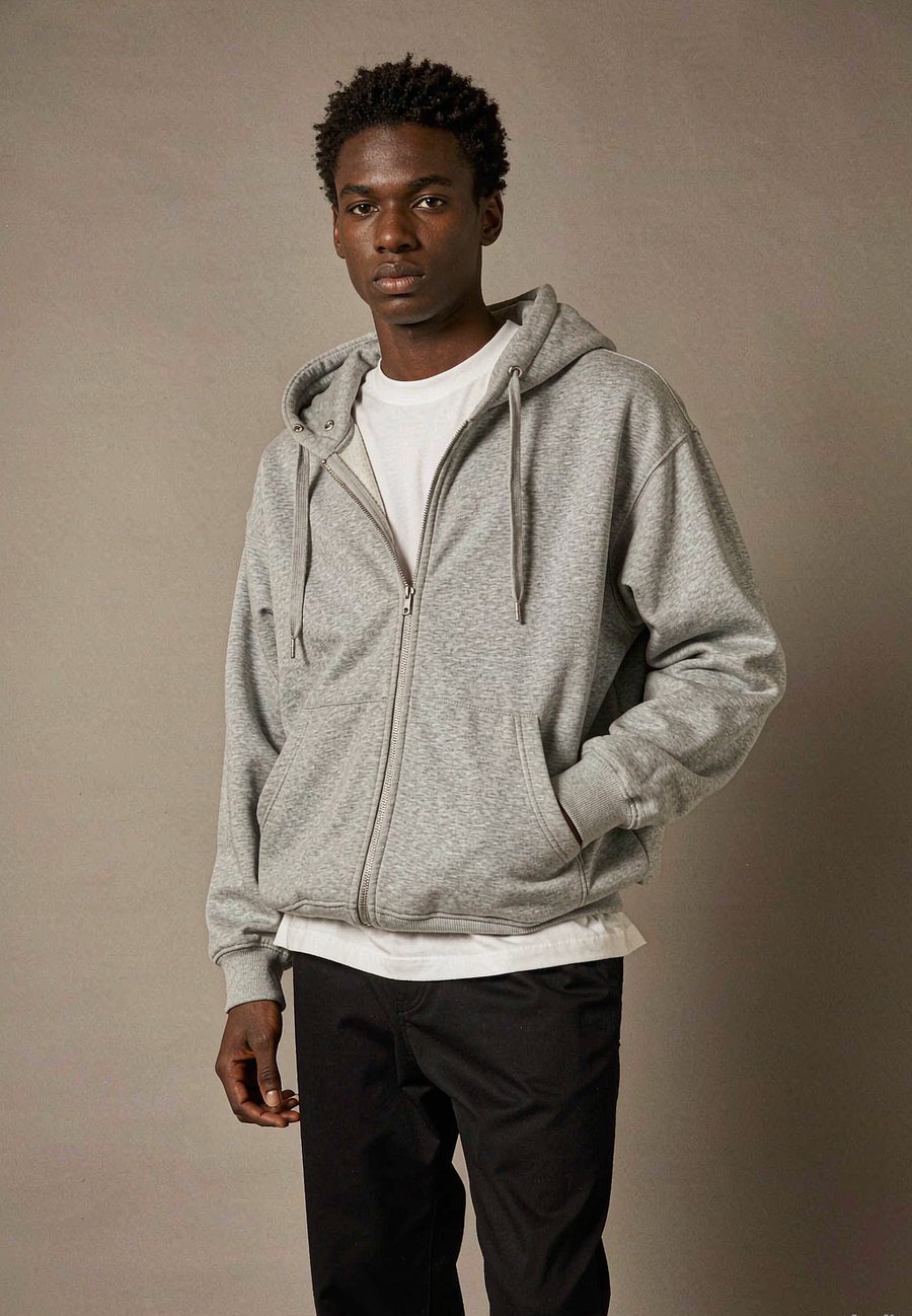 "Sunday Morning" Zip Hoodie in Heather Grey - Heather Grey
