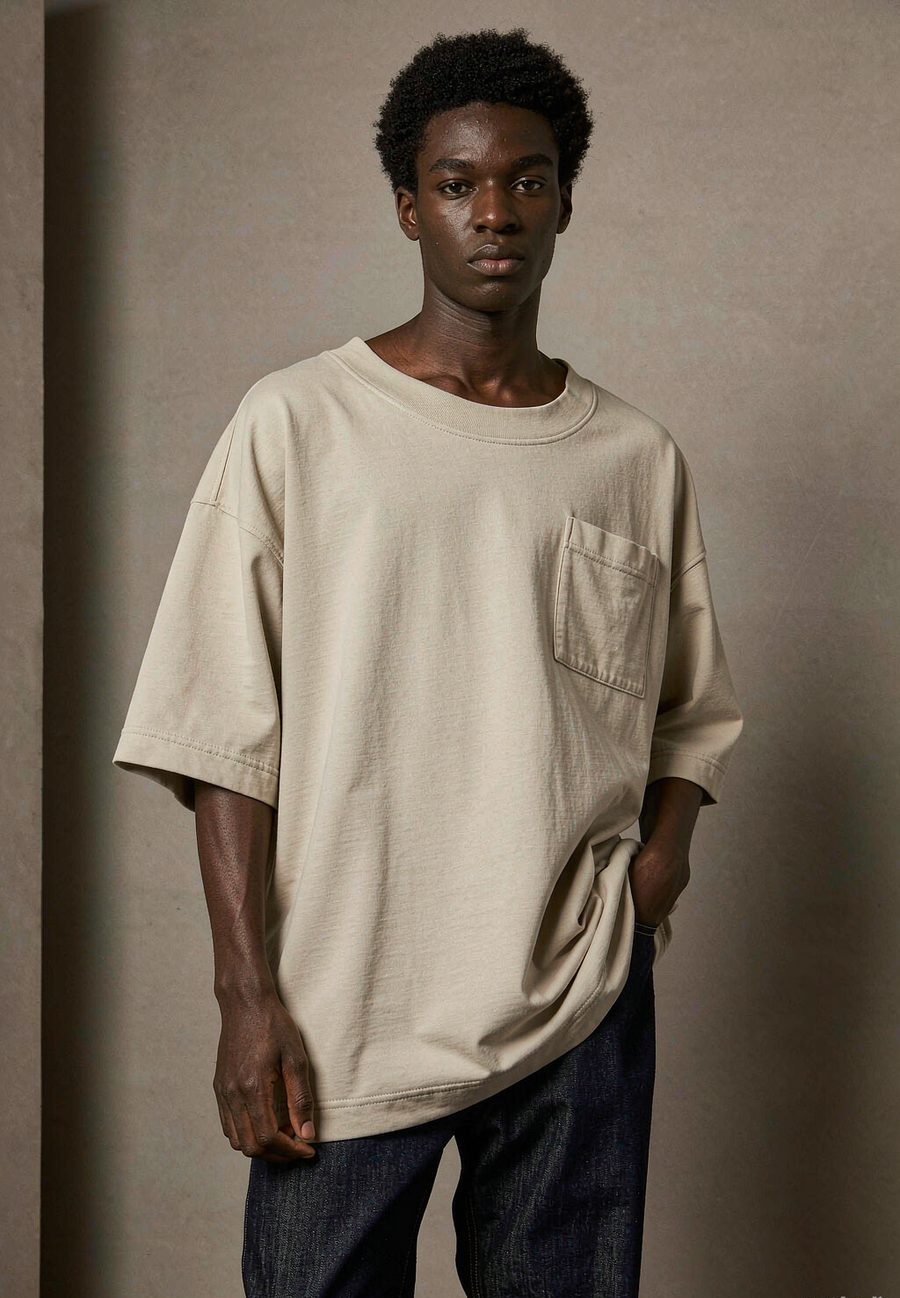 "Pocket" Tee in Bone - Bone